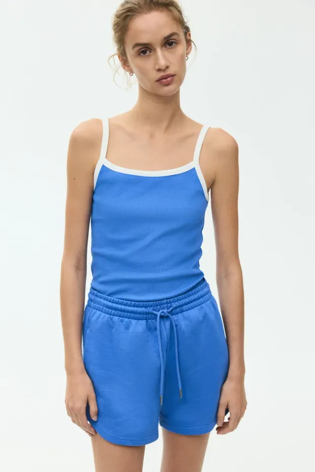 Ribbed Cotton Strappy Top