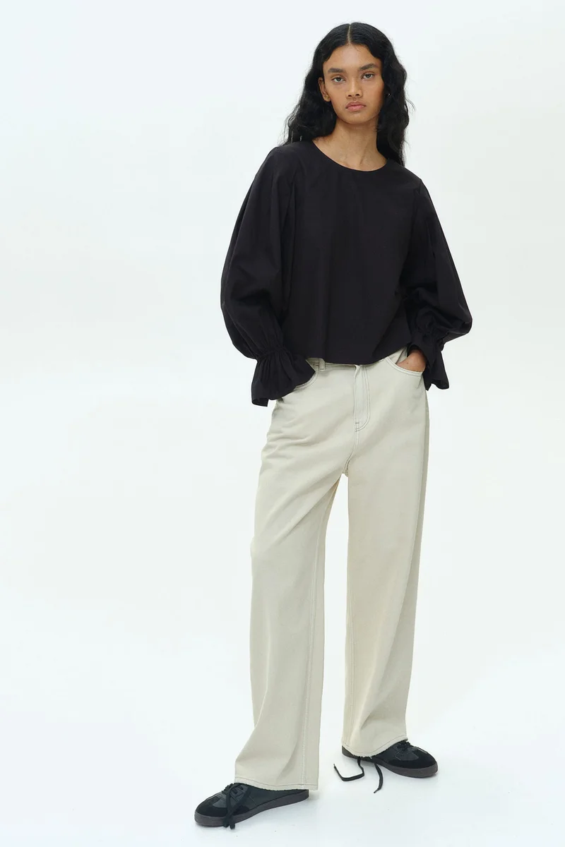 Cotton Tie-Detail Blouse