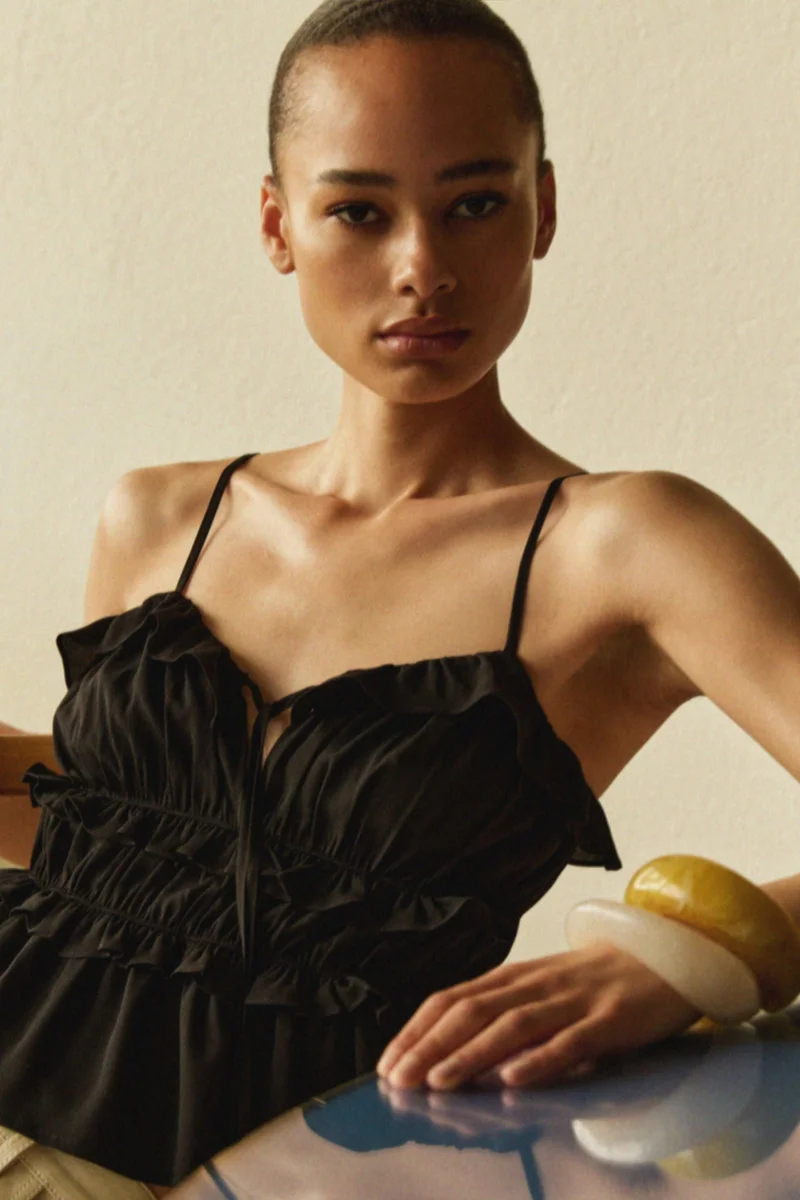 Frill Trim Strappy Top