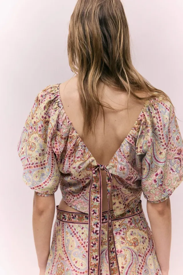 Linen-blend Cropped Top – image 4