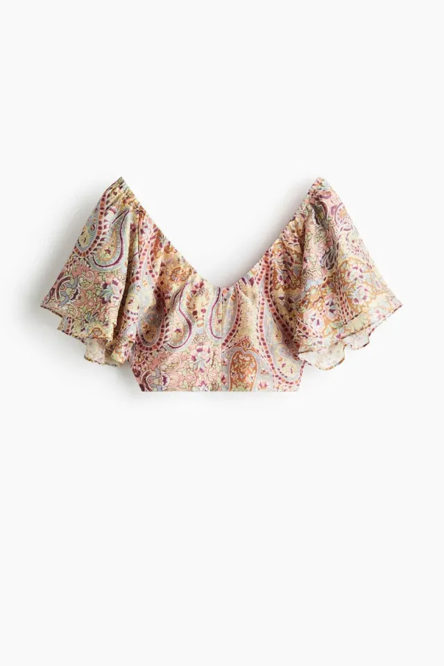 Linen-blend Cropped Top – image 5