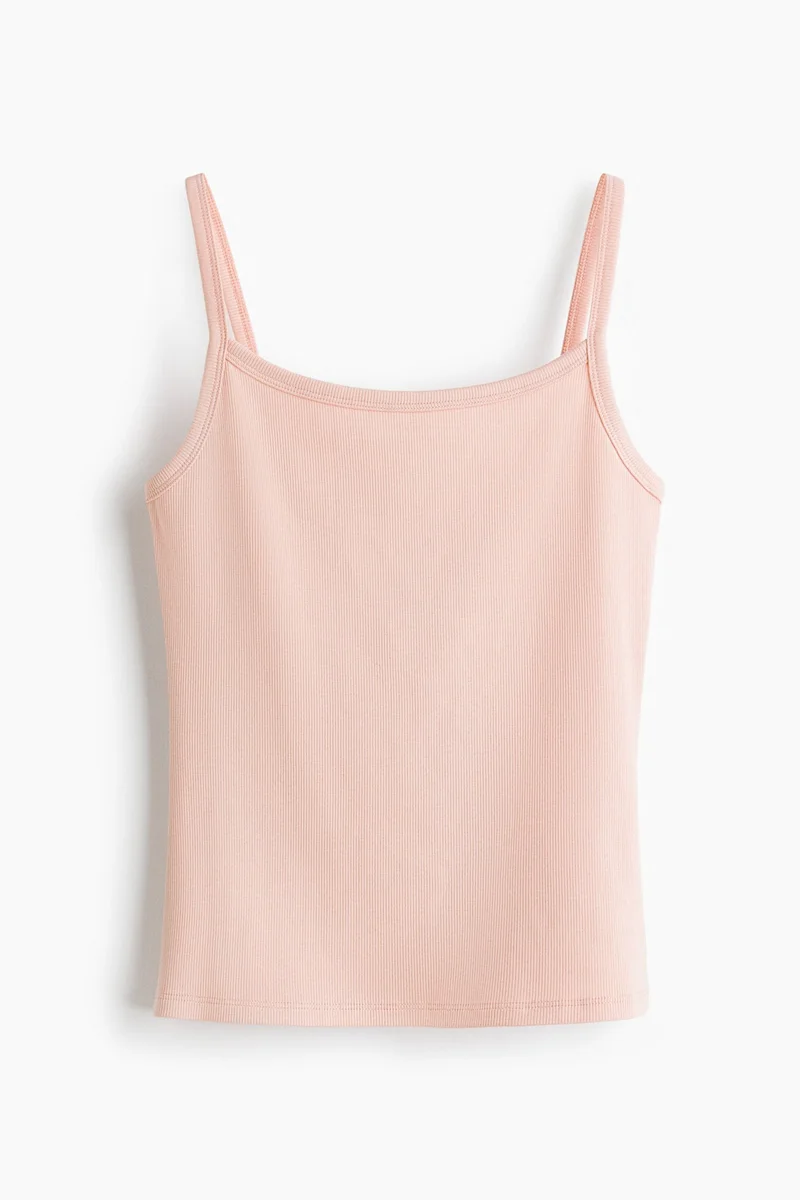 Ribbed Cotton Strappy Top