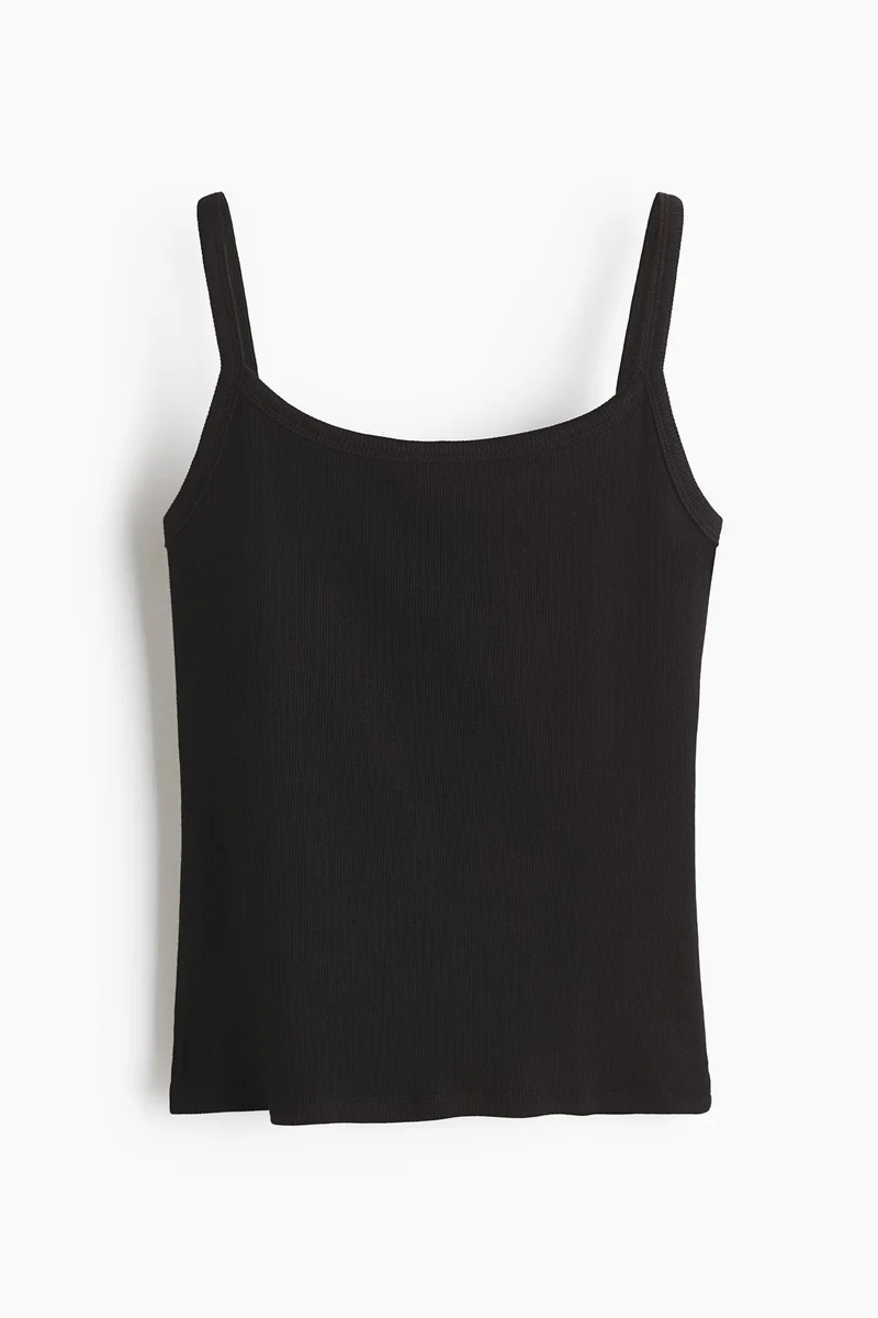 Ribbed Cotton Strappy Top