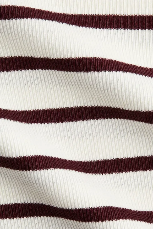 Women's Red Dark Striped Long-Sleeve Ribbed Jersey Top – image 5