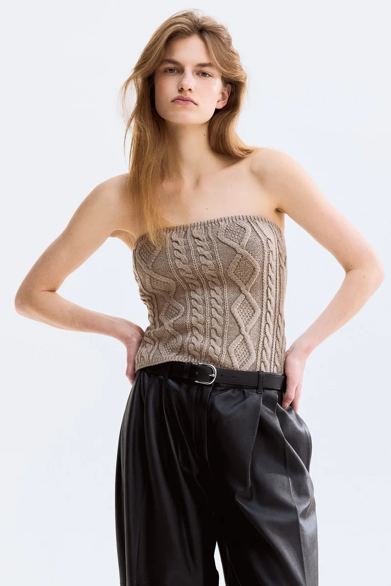Cable-knit Tube Top
