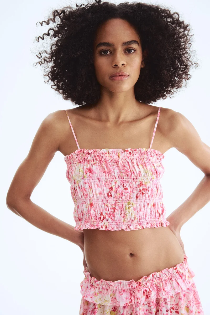 Tie-Strap Smocked Top
