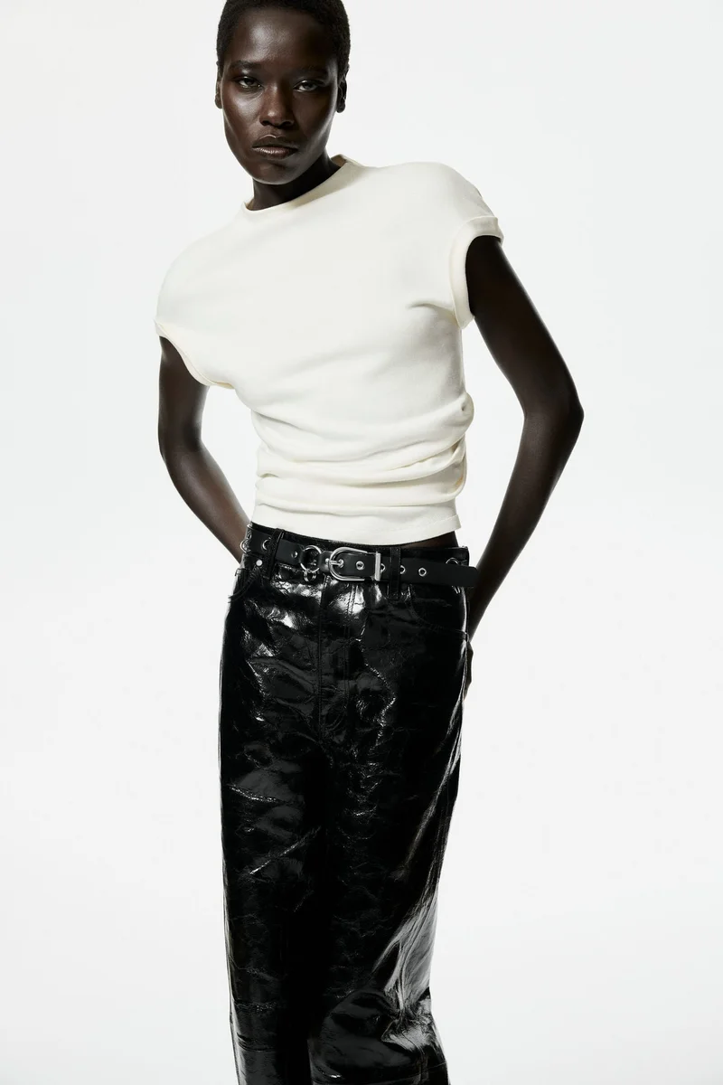 Draped Fine-Knit Top