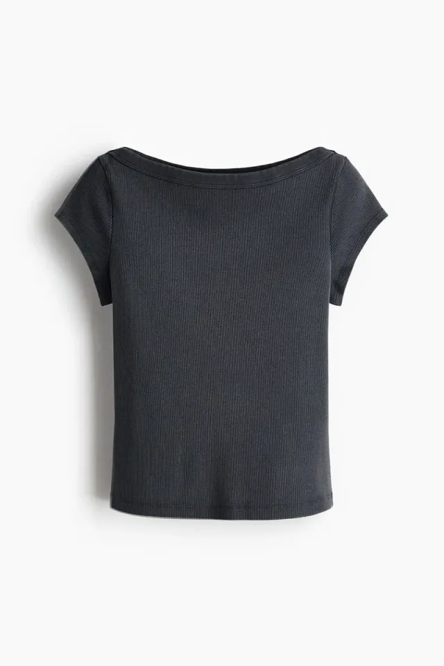 Rib-Knit Boat-Neck Top – image 4