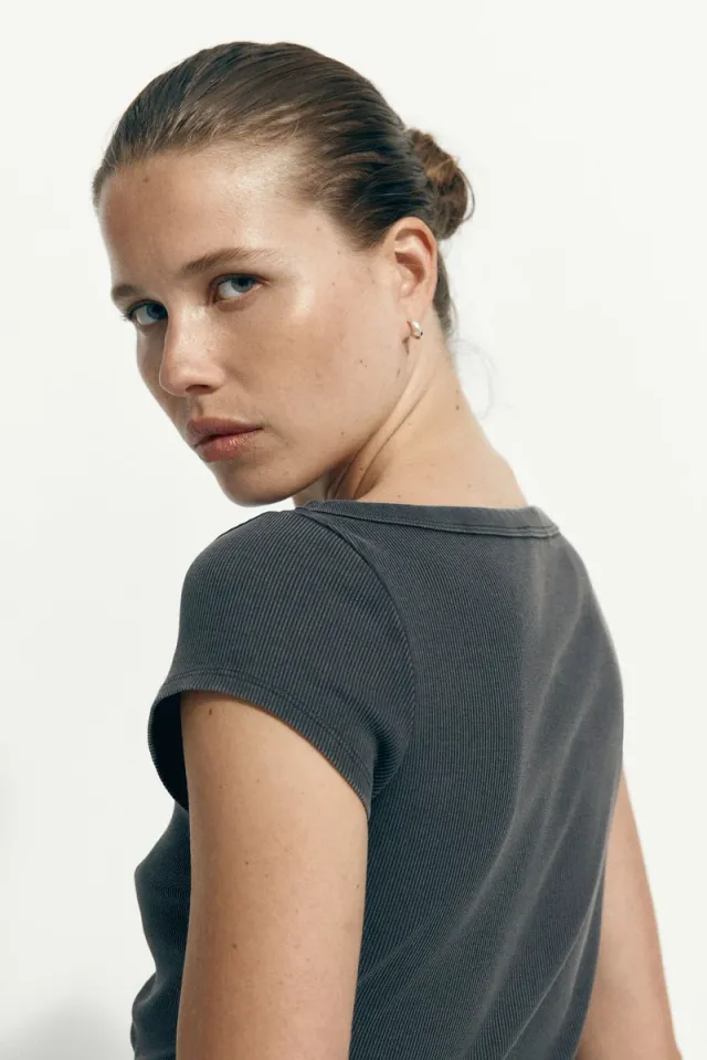 Rib-Knit Boat-Neck Top – image 6