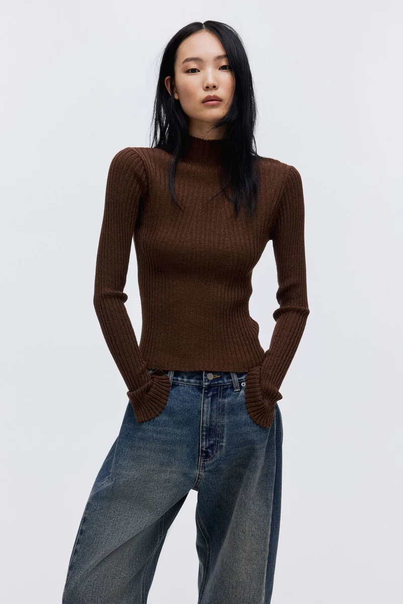 Glittery Turtleneck Top