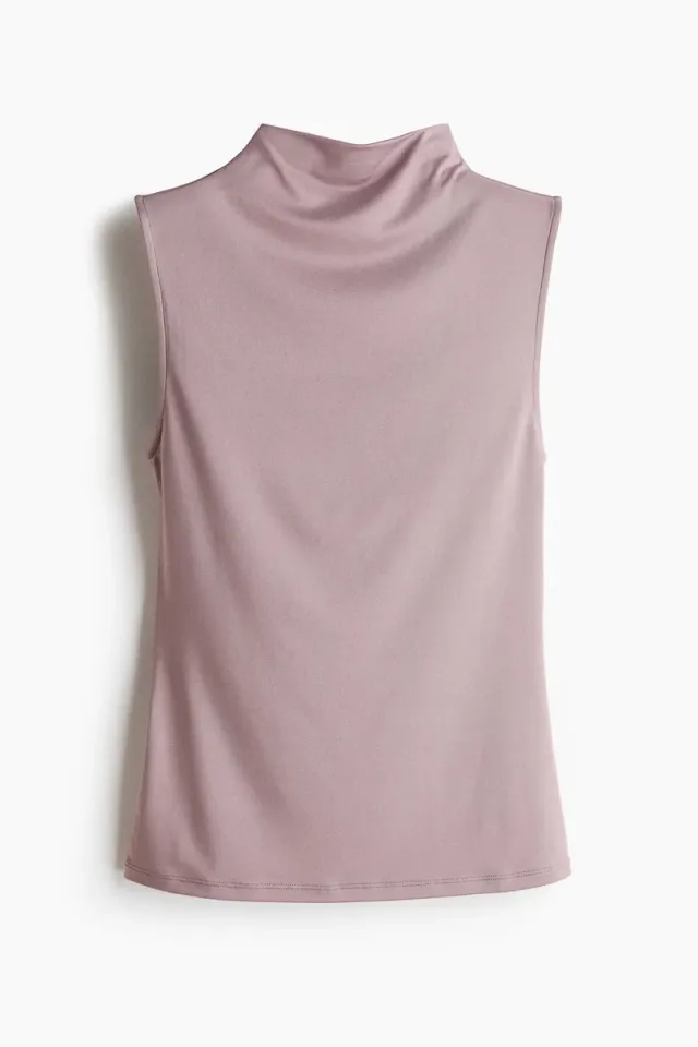 Lilac Purple High-Neck Sleeveless Bodycon Top – image 4
