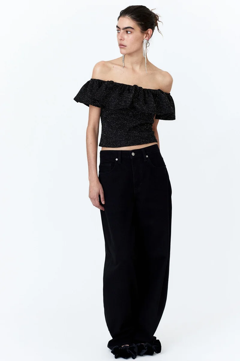 Glittery Off-Shoulder Top