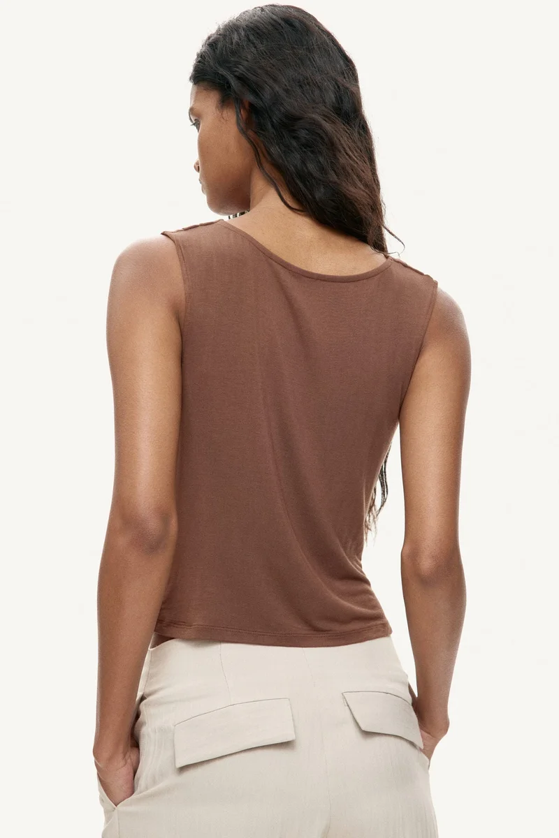 Cowl-neck jersey top