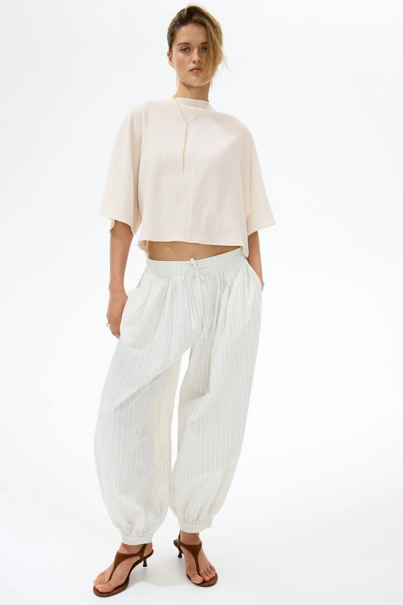 Crinkled Boatneck Top