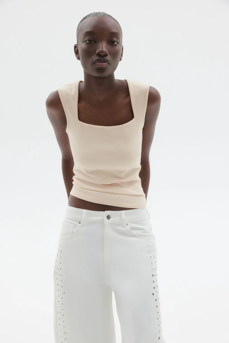 Ribbed Square Neck Vest Top