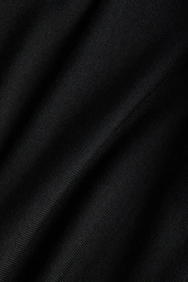 Fitted Boat Neck Long Sleeve Cowl Back Jersey Top - Black – image 7