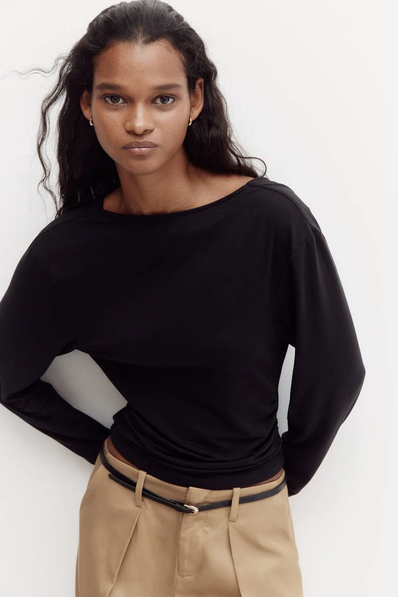 Cowl-back Jersey Top