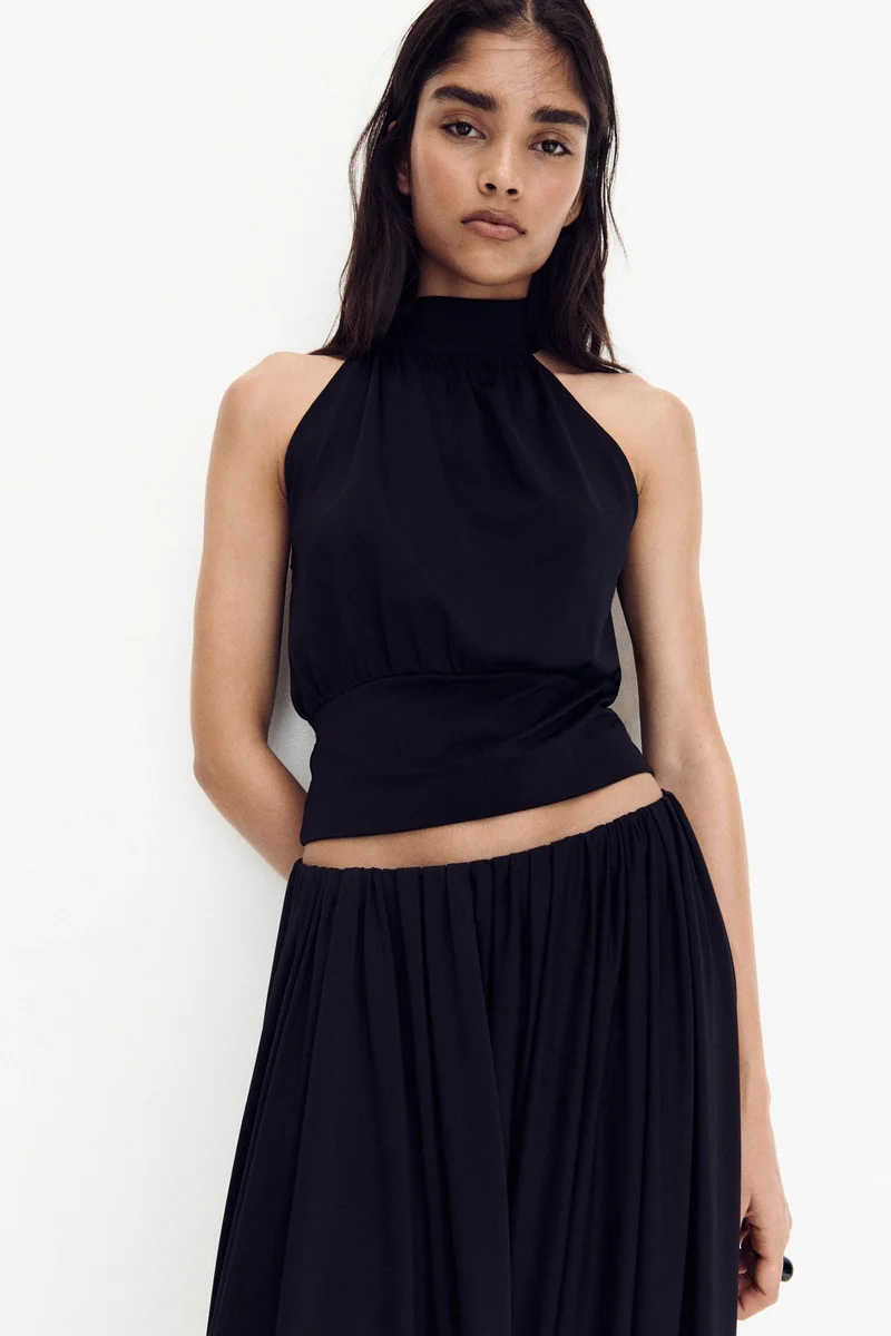 Crepe Scarf-Collar Top