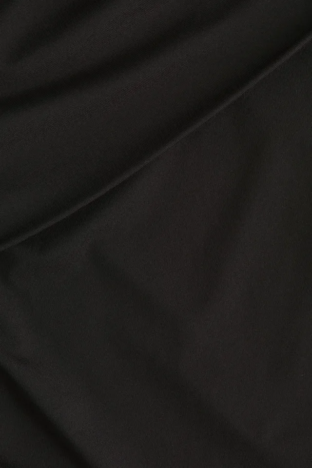 Black Asymmetrical Neck Long-Sleeve Bodycon Top – image 6