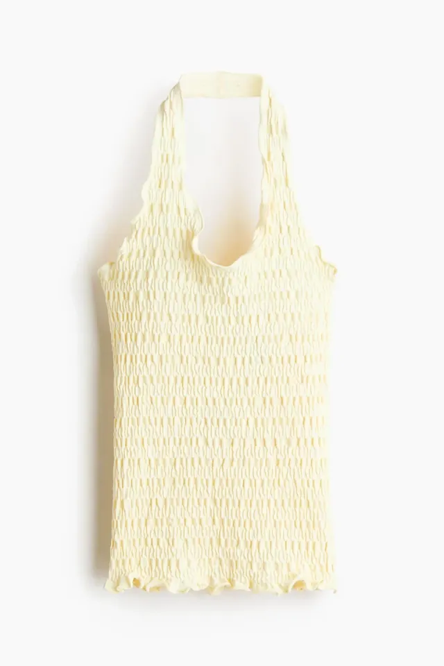 Yellow Dusty Light Smocked Halterneck Top for Women – image 5