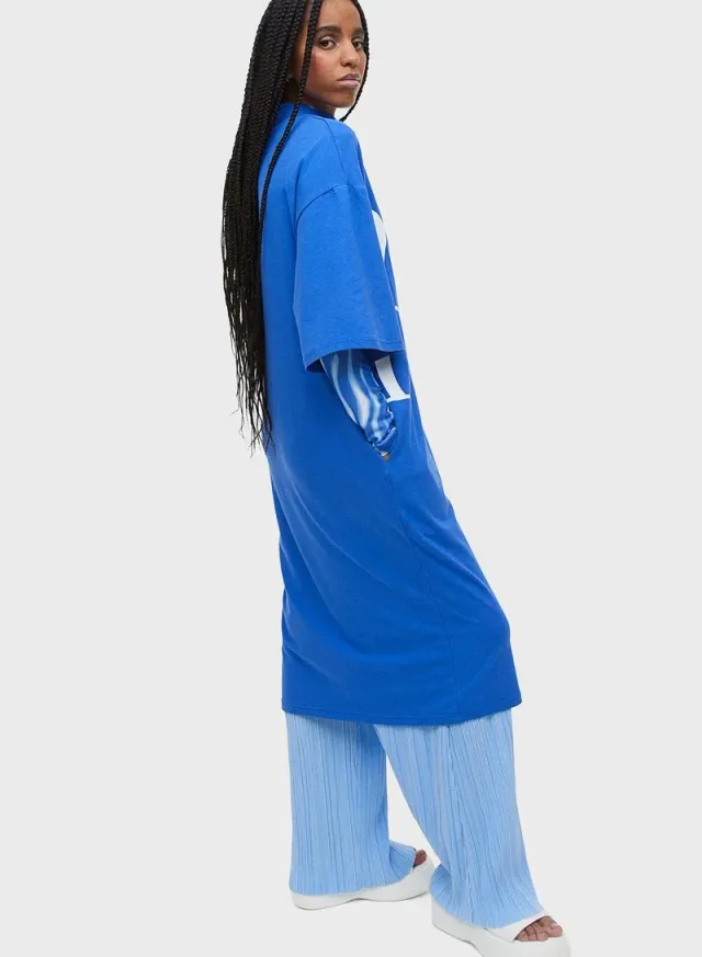 Oversized Graphic T-Shirt Dress with Collar and Button-Up Placket – image 3