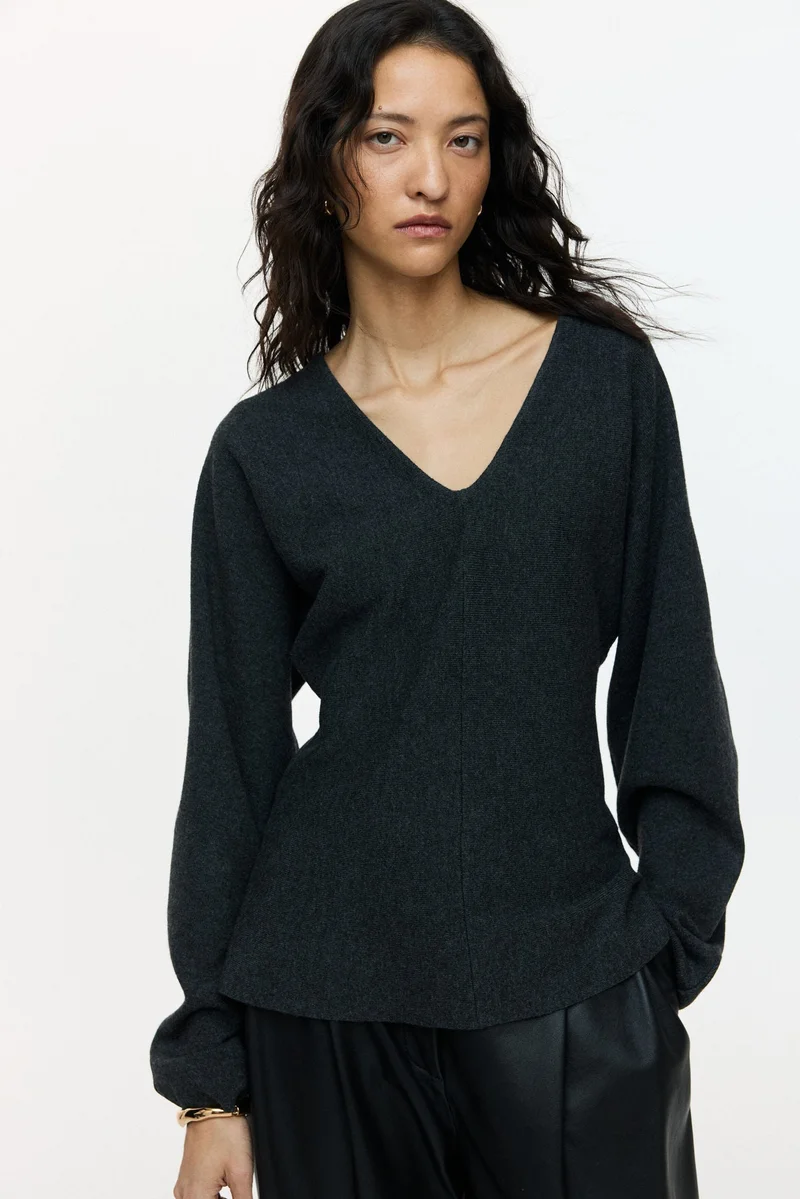 Knitted V-Neck Top