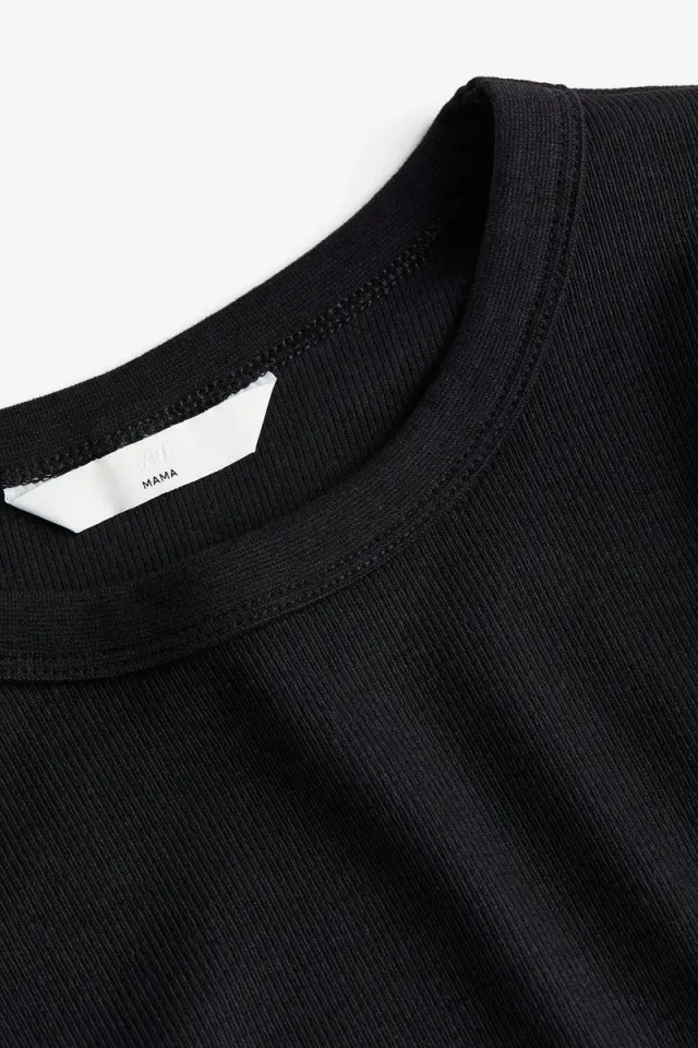 Black Ribbed Jersey Long-Sleeve Top for Women – image 6