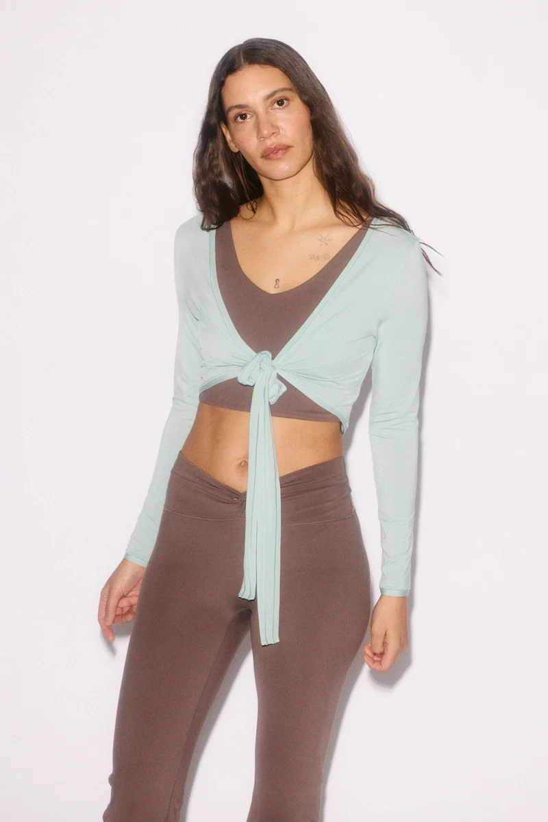 Cropped Long-Sleeve Yoga Top