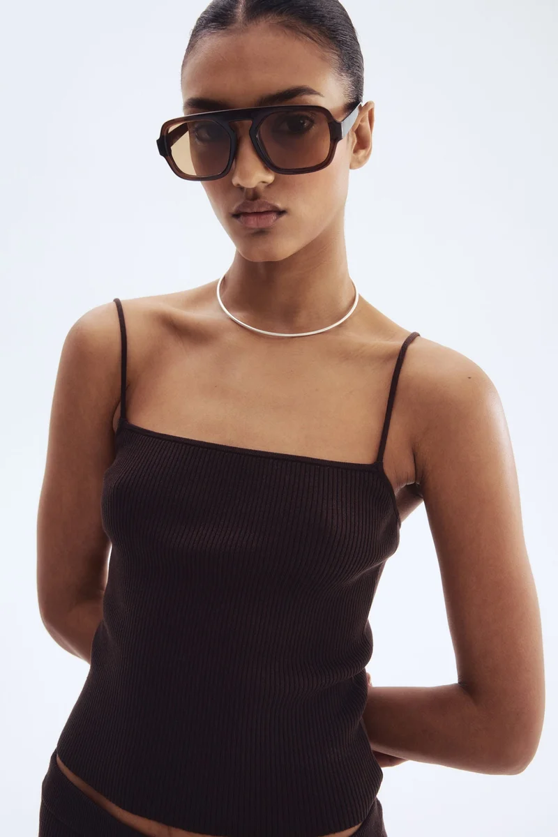 Rib-knit Strappy Top
