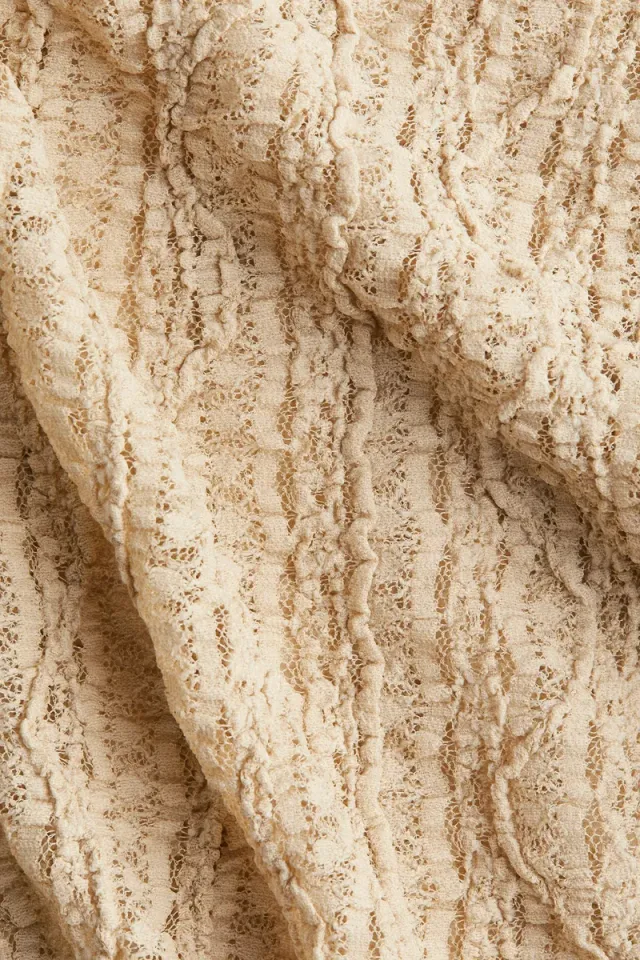 Beige High-Neck Long-Sleeve Lace-Top Sweater for Women – image 3