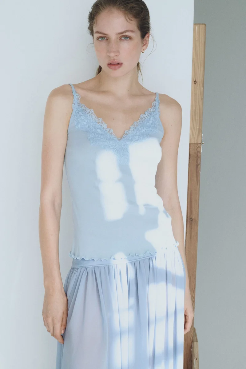 Lace Trim Strappy Top