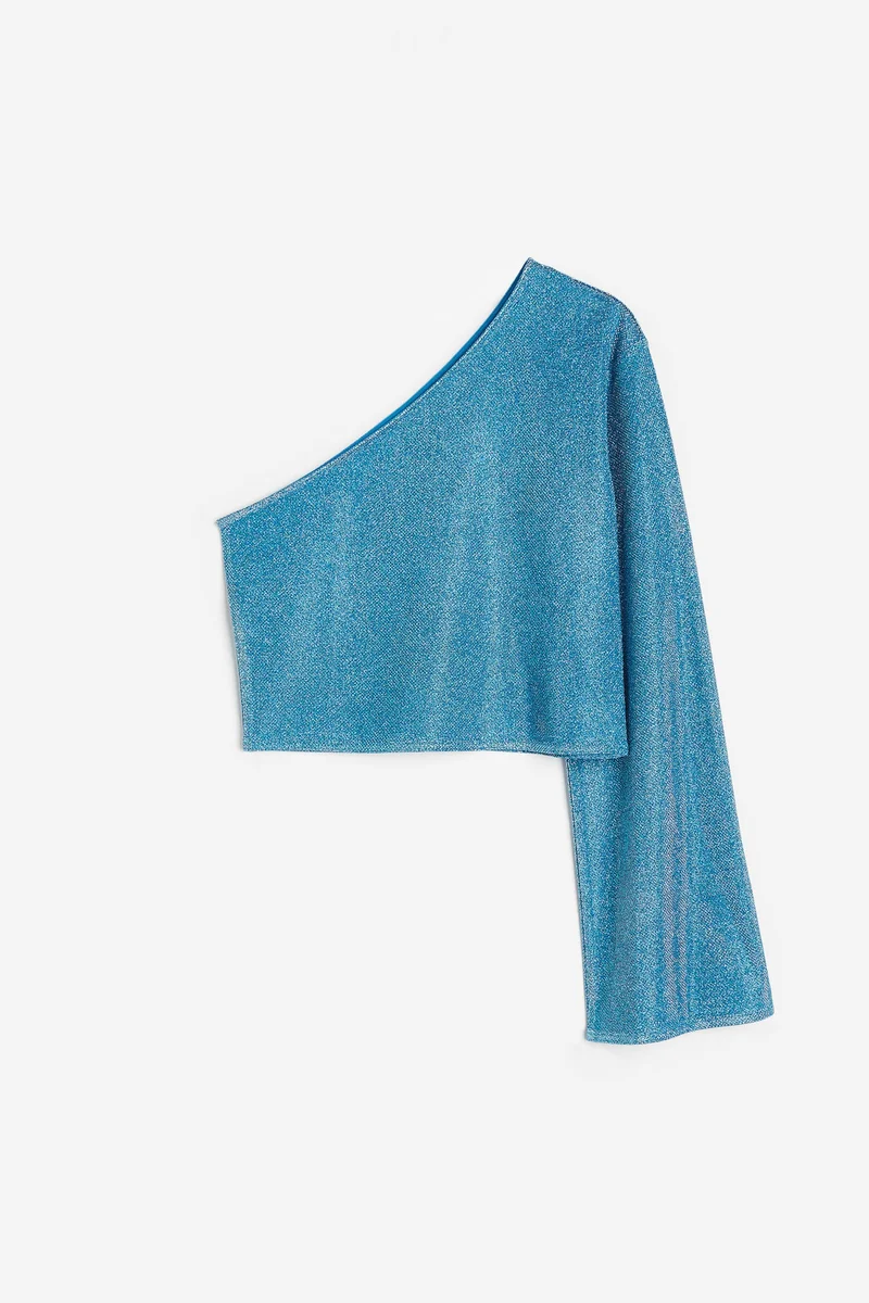 Glitter One-Shoulder Top