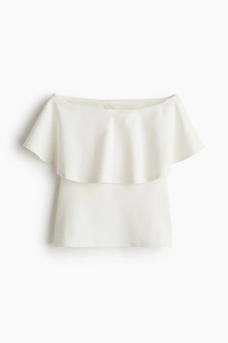 Flounced Interlock Bandeau Top