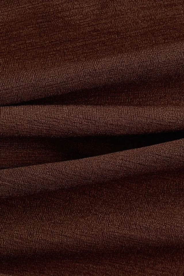 Dark Brown Cropped Halterneck Top with Twisted Hem and Gathered Detail – image 6