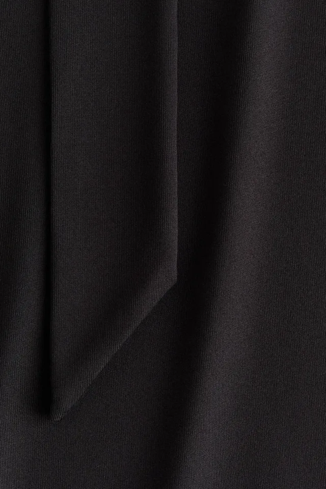 Black Bodycon Long-Sleeve Top with Cowl Neck and Scarf Detail – image 5