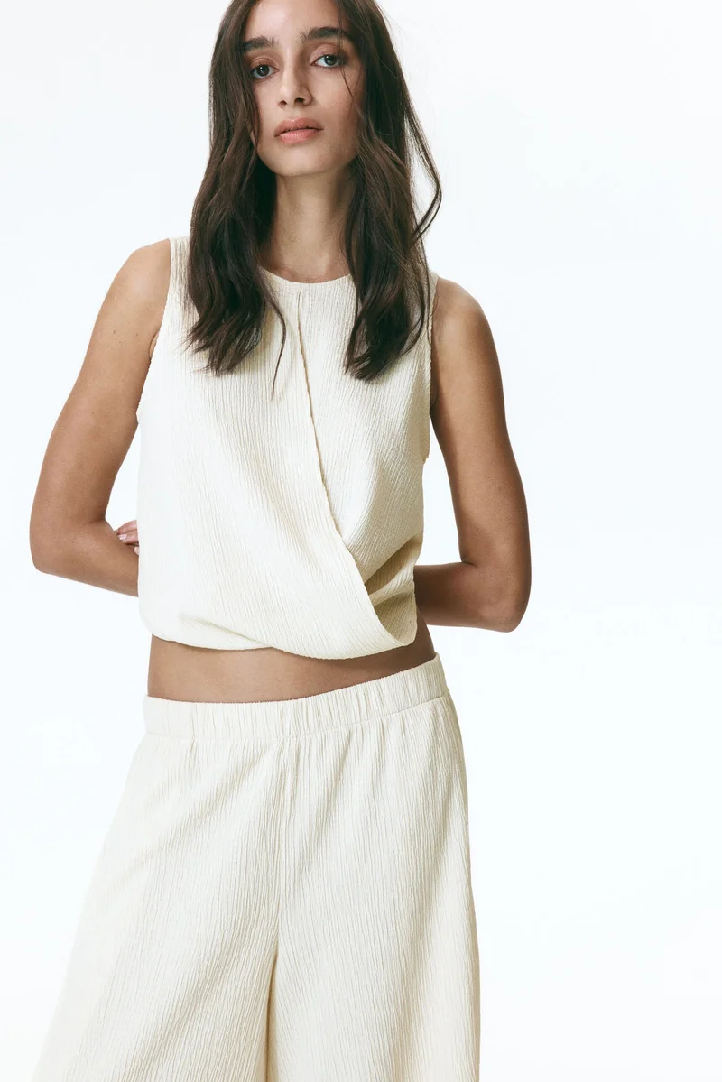 Wrap Detail Crinkled Top