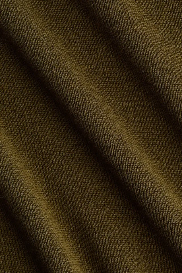Khaki Green Fitted Rib-knit Elbow-length T-shirt for Women – image 5