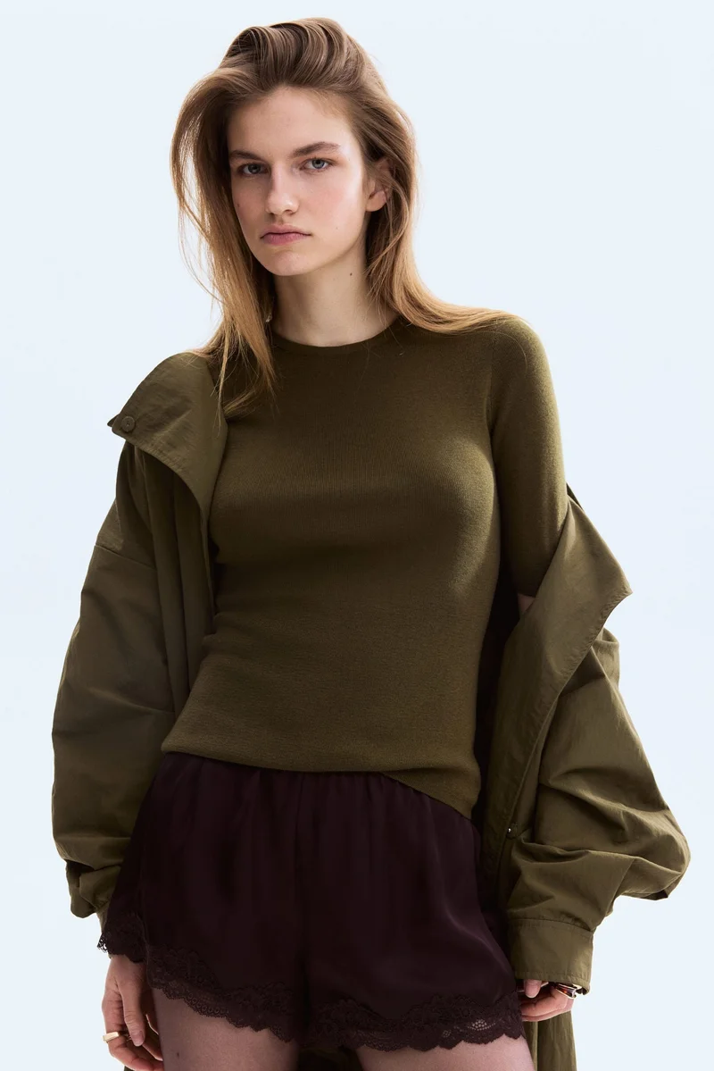 Rib-knit T-shirt