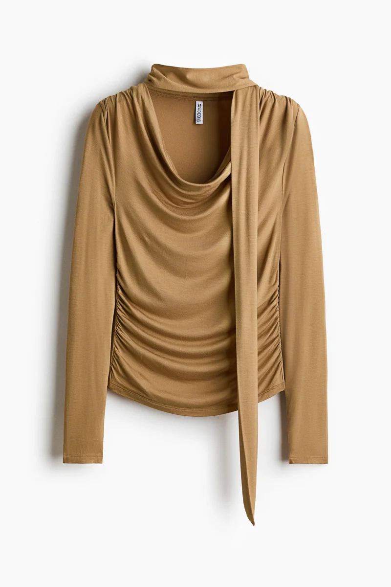 Draped Scarf Detail Top