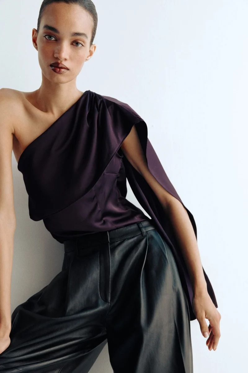 Satin Top with Scarf Detail