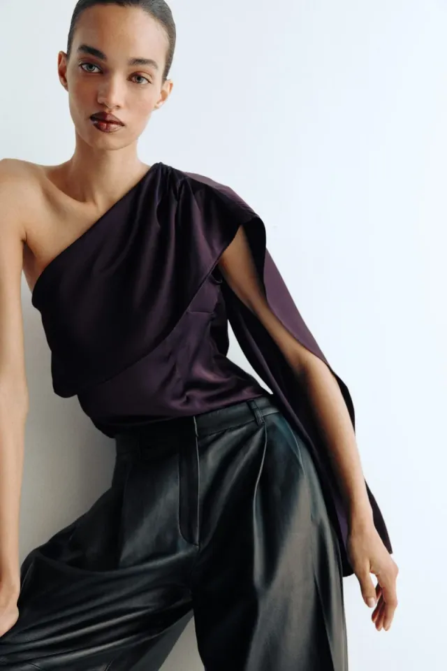 Satin Top with Scarf Detail