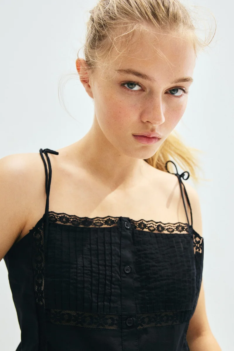 Flounce-trimmed Strappy Top
