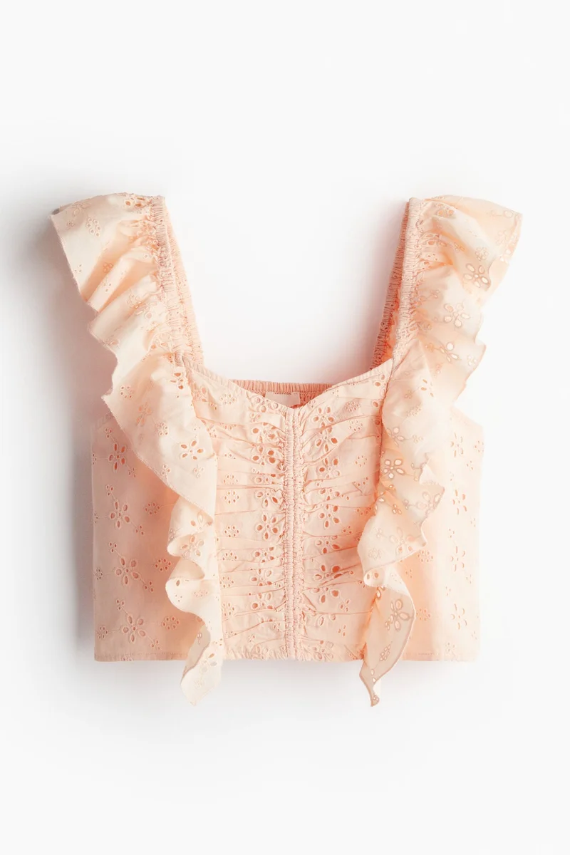Cropped Broderie Anglaise Blouse