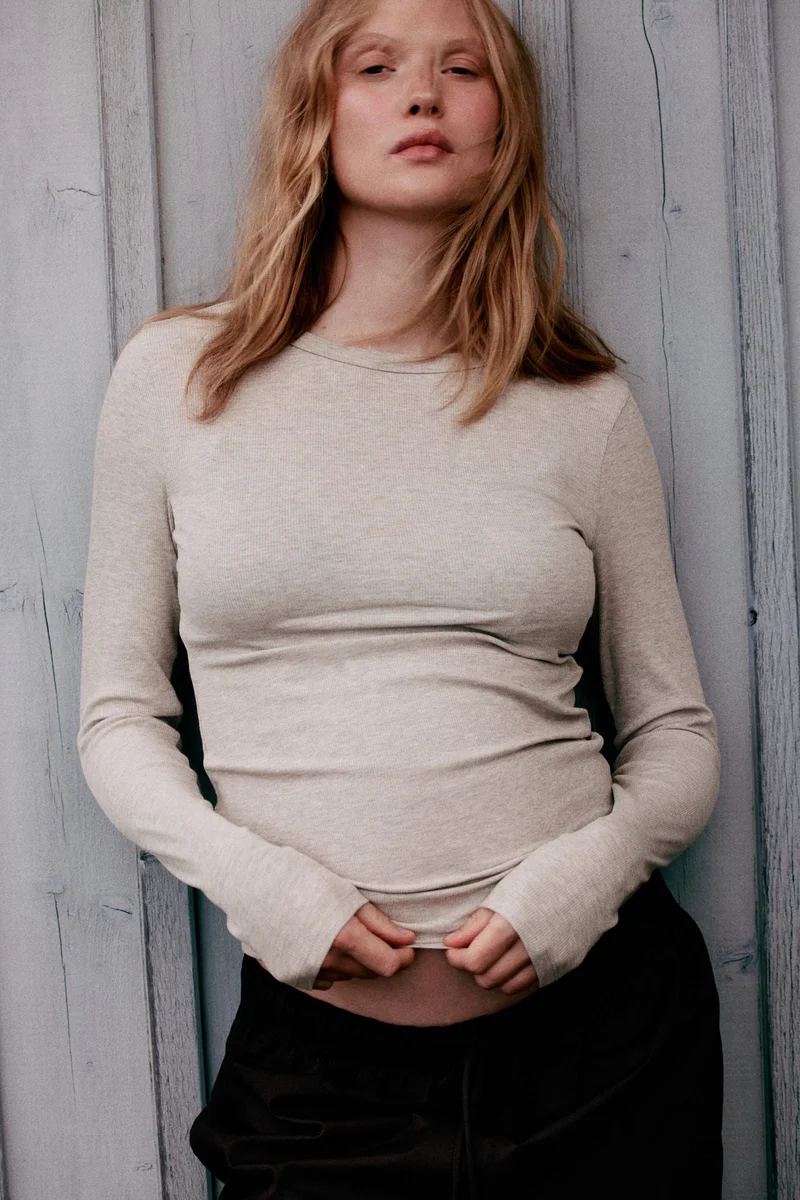 MAMA Ribbed Jersey Top