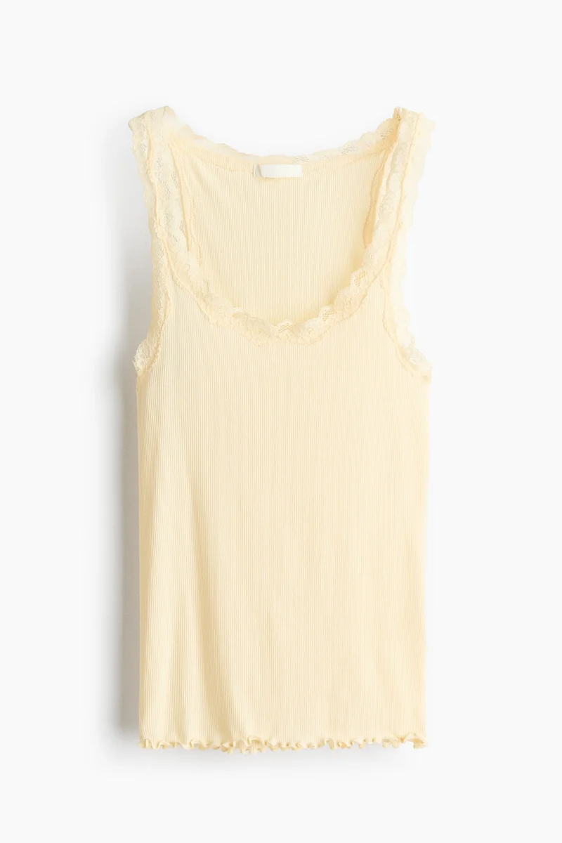 Lace-Trim Viscose Blend Vest Top
