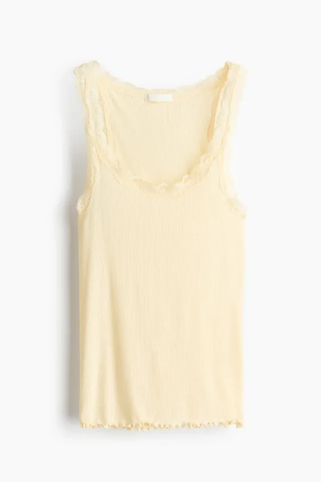 Lace-Trim Viscose Blend Vest Top