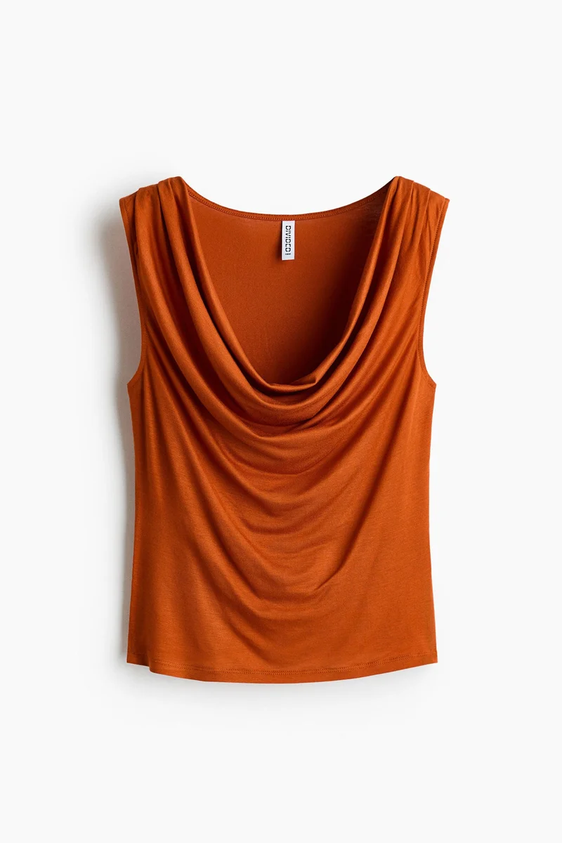 Cowl-neck jersey top