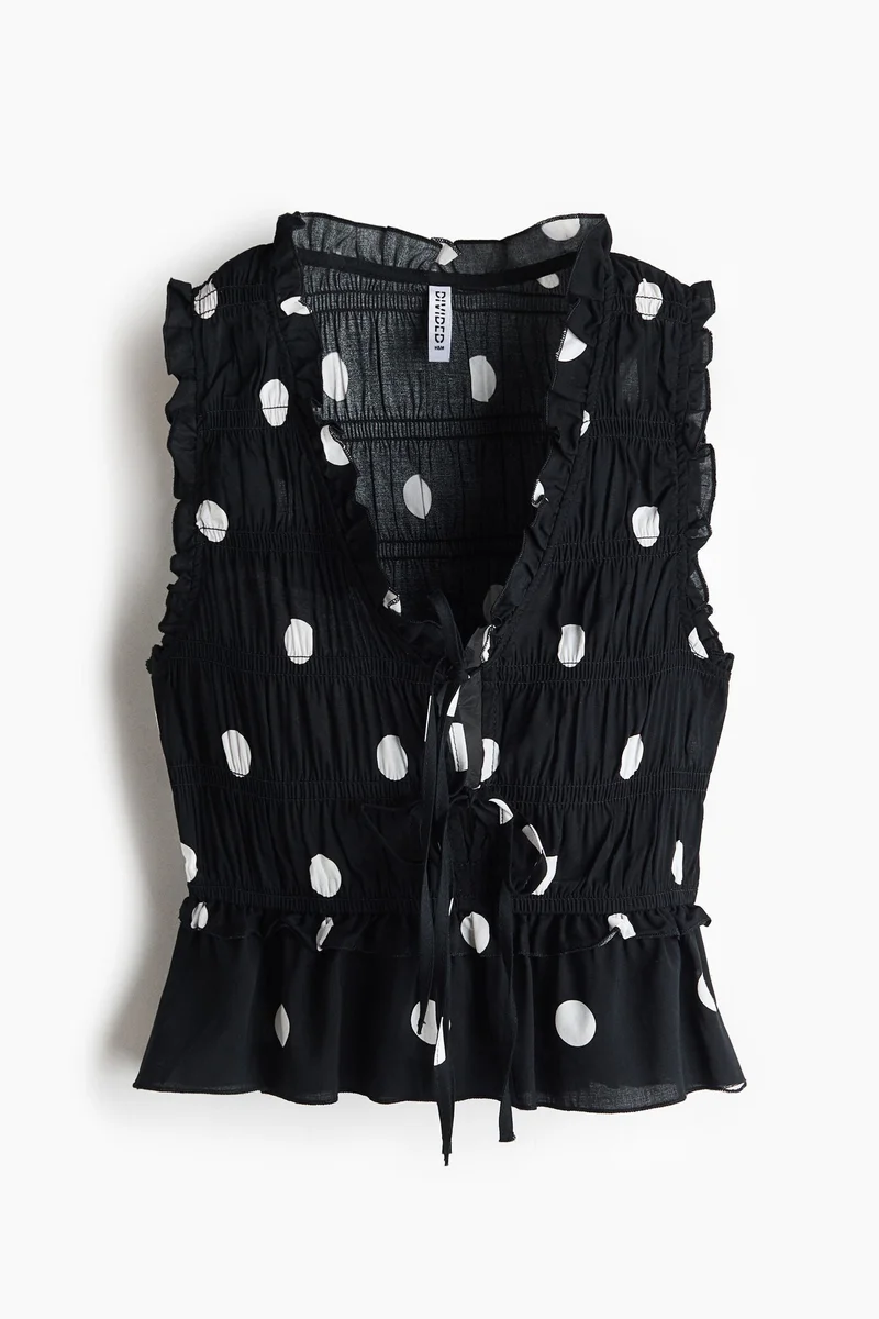 Smocked Top with Tie Detail