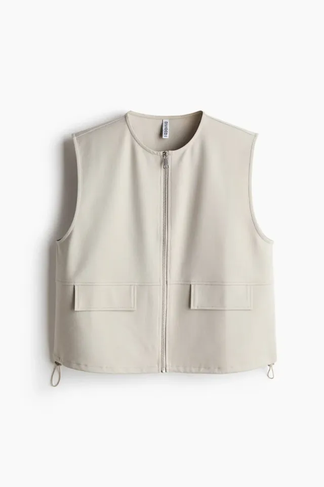 Sleeveless Round Neck Jersey Top with Drawstring Hem – image 5