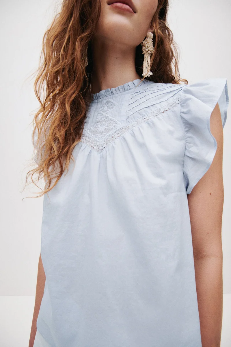 Pintucked Cotton Top